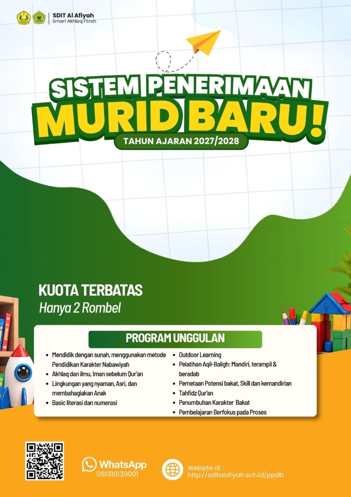 Pengumuman Resmi SPMB SD IT Al-Afiyah T.A. 2027/2028: Kuota Terbatas Hanya 2 Rombel